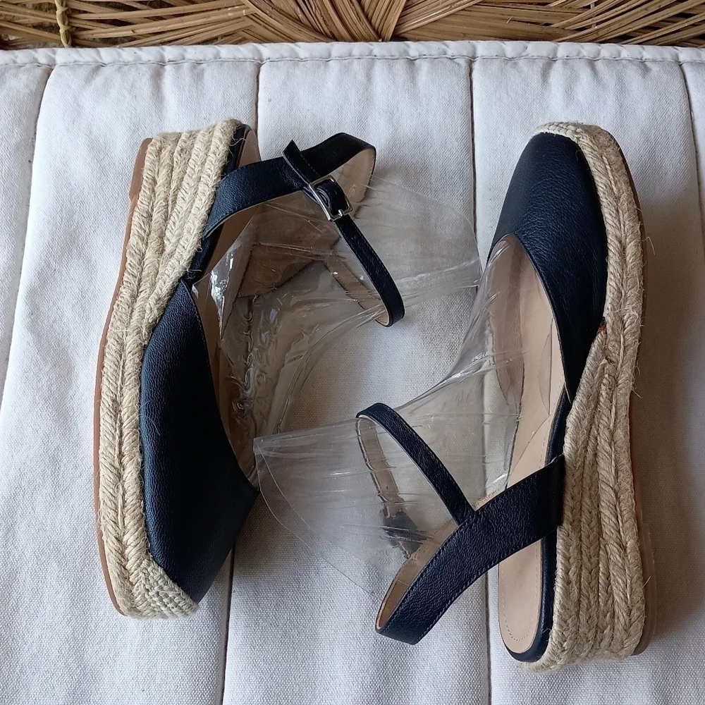 Trenery Black Espadrille Wedge Sandals_